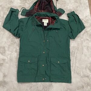 Vtg Eddie Bauer Women Wool Lined Outdoor Mountain Parka Long Sleeve Green Size S